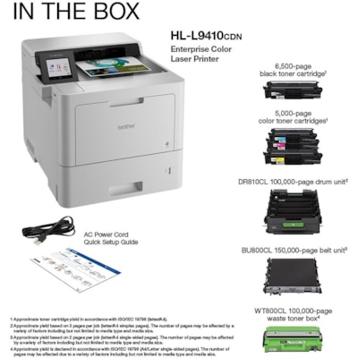 Brother Workhorse HL HL-L9410CDN Desktop Wireless Laser Printer - Color - 42 ppm Mono / 42 ppm Color - 2400 x 600 dpi Print - Automatic Duplex Print - 620 Sheets Input - Ethernet - Apple AirPrint, Mopria, Wi-Fi Direct, Brother Mobile Connect - 120000 Pages Duty Cycle - Plain Paper Print - Gigabit Et  PRNT 