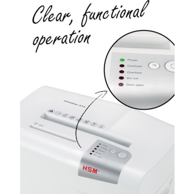 HSM shredstar X14 Cross Cut Shredder - Cross Cut - 14 Per Pass - for shredding Paper, CD, DVD - P-4 - 23.09 L Wastebin Capacity - White TYPE III LVL 4 6.1GAL 6.1 GALLON CAPACITY