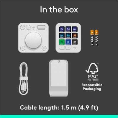 Logitech MX Creative Console Keypad & Dial - USB Type C Cable Keypad - Pale Gray - Wireless Bluetooth Dialpad - Dialpad - Pale Gray - AAA - Compatible with PC, Mac  WRLS 