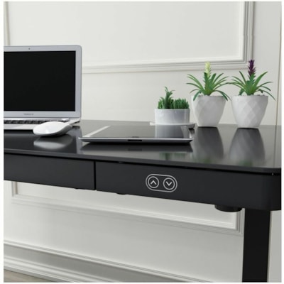 Realspace Electric 48" Height-Adjustable Standing Desk, Black - Modern Style - 1 Drawers - 2 Legs - 100 lb (45.36 kg) Capacity - Height Adjustable - 48" (1219.20 mm) Table Top Width x 23.6" (599.44 mm) Table Top Depth - 47.6" (1209.04 mm) Height - Business, Office - Assembly Required - Black, Metall  