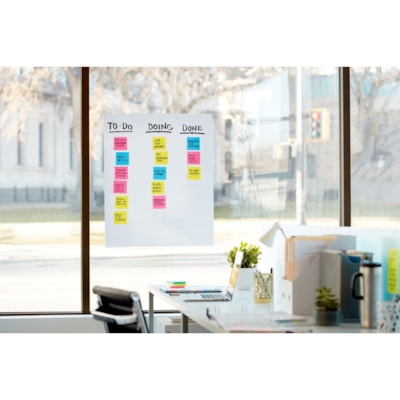 Post-it® Self-Stick Easel Pads - 20 Sheets - Plain - Stapled - 18.50 lb (8391.46 g) Basis Weight - 20" (508 mm) x 23" (584.20 mm) Sheet Size - White Paper - Cardboard Cover - Resist Bleed-through, Removable, Sturdy Back - 2 / Pack 2 PADS/PK 20 SHEETS/PAD ADHERES TO MOST WALL SURFACES