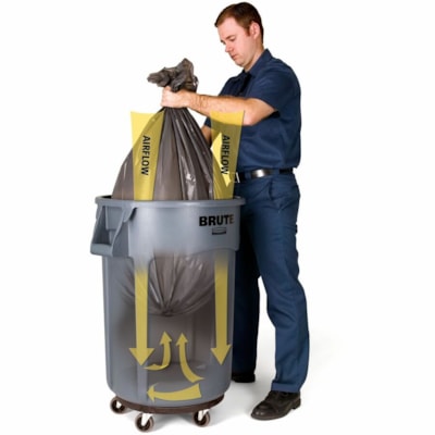 Rubbermaid Brute Container With Venting Channels 166.5 L - Grey - 166.50 L Capacity - Venting Channel, Durable, Warp Resistant, Crack Resistant, Crush Resistant, UV Resistant, Damage Resistant, Fade Resistant, Stackable, Contoured Base Handle - 31.3" (796 mm) Height x 28.2" (717 mm) Width x 24.1" (6 GRAY 