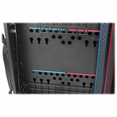 Tripp Lite series CSC42AC 42-Device AC Charging Station Cart, Black - 3 Shelf - Steel, Wood - 26" (661.42 mm) Width x 28.8" (732.54 mm) Depth x 43.1" (1093.47 mm) Height - Steel Frame - Black - For 42 Devices  AC Mobile Charging Cart - Lap tops and Chromebooks