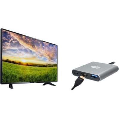 Adesso 3-IN-1 USB-C Multi-Port Docking Station (TAA Compliant) - for Notebook, Monitor, Projector, Smartphone, Tablet, TV - Charging Capability - USB Type C - 4K @30Hz - 3840 x 2160 - 2 x USB Ports - 1 x USB 3.0 - 1 x USB Type-A Ports - USB Type-A - 1 x USB Type-C Ports - USB Type-C - HDMI - Wired - Docking Station with 1xTypeC p ort  1x USB 3.0-A+PD