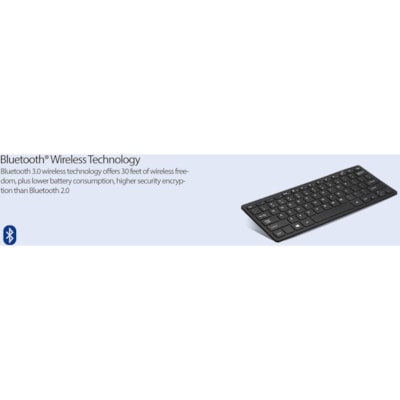 Adesso Bluetooth Wireless SlimTouch Mini Keyboard - Wireless Connectivity - Bluetooth - 30 ft (9144 mm) - USB Interface - 78 Key(s) - English (US) - QWERTY Layout - iPad - Windows - Scissors Keyswitch - AAA Battery Size Supported - Black  Wireless Mini Keyboard  Low P rofile Scissors Swit