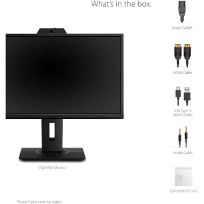 ViewSonic Graphic VG2440V 24" Class Webcam Full HD LED Monitor - 16:9 - Black - 23.8" Viewable - In-plane Switching (IPS) Technology - LED Backlight - 1920 x 1080 - 16.7 Million Colors - 250 cd/m² - 5 ms - 75 Hz Refresh Rate - Speakers - HDMI - VGA - DisplayPort - USB Hub  MNTR 