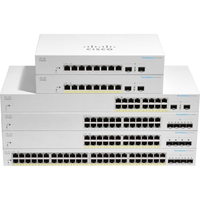 Cisco Business CBS220-24T-4G Ethernet Switch - 24 Ports - Manageable - 2 Layer Supported - Modular - 4 SFP Slots - 18 W Power Consumption - Optical Fiber, Twisted Pair - Rack-mountable - 3 Year Limited Warranty FP 