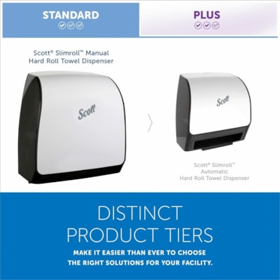 Scott - Distributeur de serviettes en papier Slimroll 47091 - Dispenser Blanc Sans contact - hauteur de 13 po (330,20 mm) x largeur de 12,70 po (322,58 mm) x profondeur de 7,20 po (182,88 mm) - Plastique - Anti-bactérien, Rechargeable, Style Contemporaire, Hygiénique, Compacte, Slim, R 12 63 PO X 16 13 PO X 10 2 PO 
