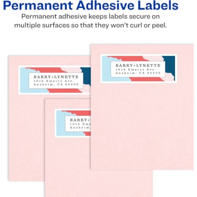 Avery® - Étiquettes rectangulaires blanches avec technologie Sure Feed - largeur de 1 21/64 po (33,78 mm) x longueur de 4 po (101,60 mm) - Permanent Adhésif - Rectangulaires - Laser - Blanc - Papier - 14 / Feuille - 25 Total de feuilles - 350 Total d'étiquette(s) - 350 / emballage PERM. BORD-éCLAIRMC BLANCHES 4"X1-1/3"  350 éTQ./PQT LASER
