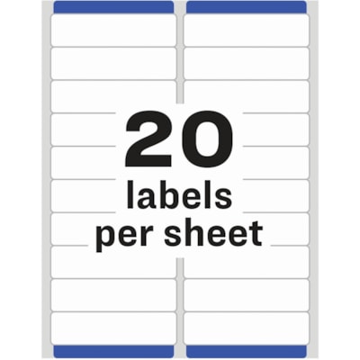 Avery® Easy Peel Address Labels - 1" (25.40 mm) Width x 4" (101.60 mm) Length - Permanent Adhesive - Rectangle - Laser - White - Paper - 20 / Sheet - 25 Total Sheets - 500 Total Label(s) - 500 / Pack PERM. POP-UP EDGE  WHITE 4"X1"  500 LBLS/PKG LASER