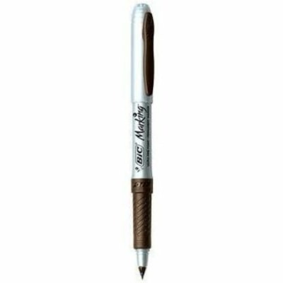 BIC Intensity Fashion Permanent Markers, Ultra Fine Point, Assorted colours, Non-Slip Grip For Comfort & Control, 12-Count - Ultra Fine Marker Point - Aqua, Black, Blue, Brown, Green, Lime, Orange, Pink, Purple, Red, Sky Blue, ... Ink MARKING PERMANENT MARKERS ULTRA FINE TIP 12-PACK