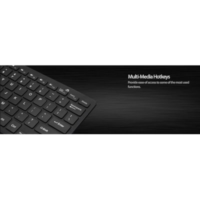 Adesso Bluetooth Wireless SlimTouch Mini Keyboard - Wireless Connectivity - Bluetooth - 30 ft (9144 mm) - USB Interface - 78 Key(s) - English (US) - QWERTY Layout - iPad - Windows - Scissors Keyswitch - AAA Battery Size Supported - Black  Wireless Mini Keyboard  Low P rofile Scissors Swit