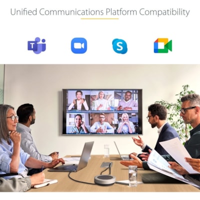 StarTech.com USB-C Speakerphone Docking Station, Mini Portable Conference Speaker/Audio Dock, VGA/4K HDMI, USB Hub, Teams/Zoom/Softphone - USB-C speakerphone mini dock; HDMI 4K 60Hz/1080p VGA video - 2x USB-A 3.2/3.1 5Gbps Hub - USB Type-C power/5Gbps data port/100W PD Pass-Through - 22in (56cm) wra  PERP 
