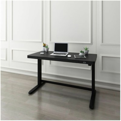 Realspace Electric 48" Height-Adjustable Standing Desk, Black - Modern Style - 1 Drawers - 2 Legs - 100 lb (45.36 kg) Capacity - Height Adjustable - 48" (1219.20 mm) Table Top Width x 23.6" (599.44 mm) Table Top Depth - 47.6" (1209.04 mm) Height - Business, Office - Assembly Required - Black, Metall  