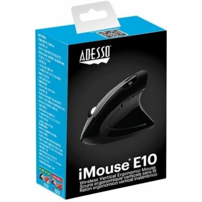 Adesso 2.4 GHz Wireless Vertical Ergonomic Mouse - Optical - Wireless - 30 ft (9144 mm) - Radio Frequency - 2.40 GHz - Black - USB - 1600 dpi - Scroll Wheel - 6 Button(s) - Right-handed - 2 x AAA Battery Supported  mouse  3 BTN  1000/1500/2000 switchable DPI  Blac