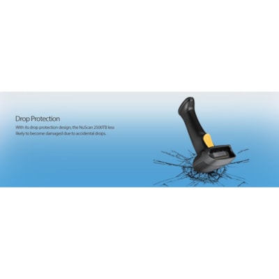 Adesso NUSCAN 2500TB Bluetooth Spill Resistant Antimicrobial 2D Barcode Scanner - Wireless Connectivity - 12" (304.80 mm) Scan Distance - 1D, 2D - CMOS - Bluetooth - USB - Black - USB - Logistics, Warehouse, Library, Healthcare, Retail ld 2D Barcode Scanner 