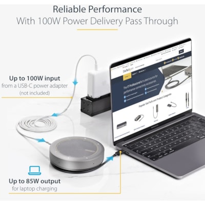 StarTech.com USB-C Speakerphone Docking Station, Mini Portable Conference Speaker/Audio Dock, VGA/4K HDMI, USB Hub, Teams/Zoom/Softphone - USB-C speakerphone mini dock; HDMI 4K 60Hz/1080p VGA video - 2x USB-A 3.2/3.1 5Gbps Hub - USB Type-C power/5Gbps data port/100W PD Pass-Through - 22in (56cm) wra  PERP 