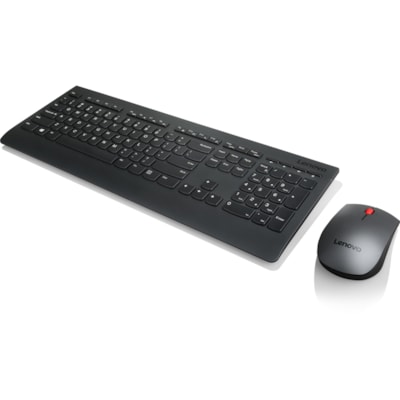 Lenovo Professional Wireless Keyboard and Mouse Combo - USB Wireless RF 2.40 GHz Keyboard - English (US) - Black - USB Wireless RF Mouse - Laser - 1600 dpi - Scroll Wheel - Black - Media Center Hot Key(s) - Symmetrical - AA - Compatible with PC SE 