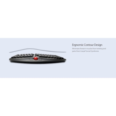 Adesso Tru-Form Media 3150 - 2.4 GHz Wireless Ergo Trackball Keyboard - Wireless Connectivity - RF - 30 ft (9144 mm) - 2.40 GHz - USB 2.0 Interface - 87 Key(s) - 20 Hot Key(s) - On/Off Switch, Connect, Play/Pause, Stop, Previous Track, Next Track, Mute, Volume Up, Volume Down Hot Key(s) - Windows Vi rgo  Mini Trackball Keyboard.  Removeable 1000 tra