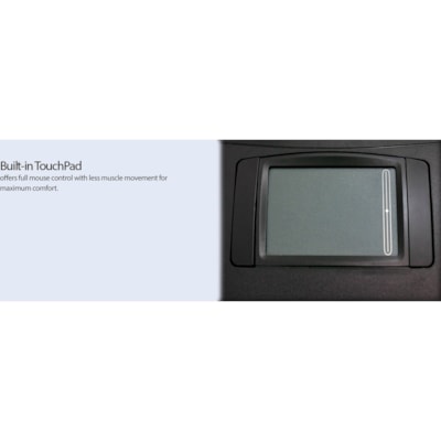 Adesso 2.4GHz Wireless Ergonomic Touchpad Keyboard - Wireless Connectivity - RF - 30 ft (9144 mm) - 2.40 GHz - USB Interface - 105 Key(s) - 20 Hot Key(s) - Previous Track, Next Track, Play/Pause, Volume Up, Volume Down, Mute, Forward, Search, Wake-up, My Computer, Sleep, ... Hot Key(s) - Windows 10, m Media 3D  Ergonomic  Touchpa d Keyboard  with  sp