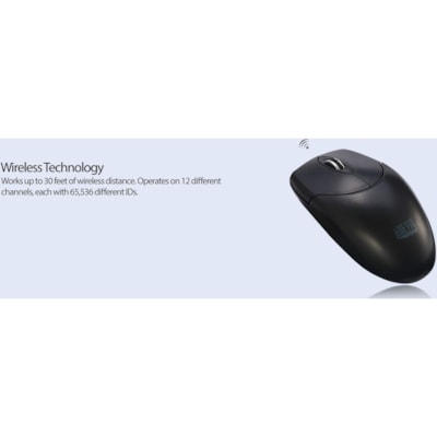 Adesso WKB-1330CB 2.4 GHz Wireless Desktop Keyboard and Mouse Combo - USB Membrane Wireless RF 2.40 GHz Keyboard - 103 Key - English (US) - Black - USB Wireless RF Mouse - Optical - 1200 dpi - Scroll Wheel - QWERTY - Black - Internet Key, Play/Pause, Previous Track, Next Track, Volume Down, Volume U ize with full desktop function ality.  Multimedia a