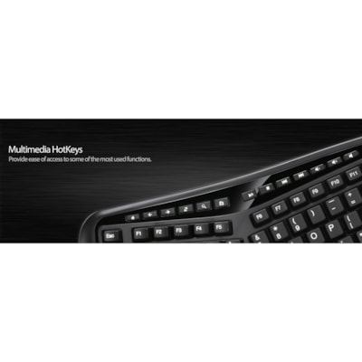 Adesso 2.4GHz Wireless Ergonomic Touchpad Keyboard - Wireless Connectivity - RF - 30 ft (9144 mm) - 2.40 GHz - USB Interface - 105 Key(s) - 20 Hot Key(s) - Previous Track, Next Track, Play/Pause, Volume Up, Volume Down, Mute, Forward, Search, Wake-up, My Computer, Sleep, ... Hot Key(s) - Windows 10, m Media 3D  Ergonomic  Touchpa d Keyboard  with  sp