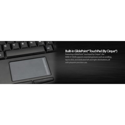 Adesso Wireless Mini Touchpad Keyboard - Wireless Connectivity - RF - 30 ft (9144 mm) - 2.40 GHz - USB Interface - 87 Key(s) - Power Switch, Connect, Right Mouse, Left Mouse, Windows Key Hot Key(s) - English (US) - Computer - TouchPad - Windows - Membrane Keyswitch - AAA Battery Size Supported - Bla  