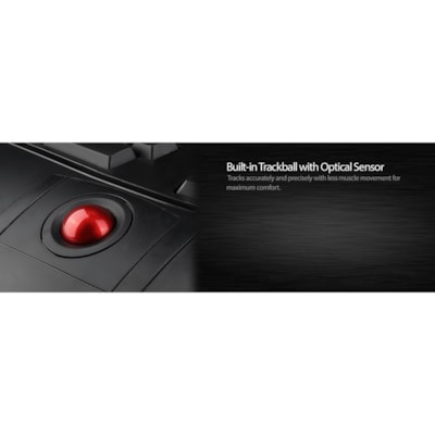 Adesso 2.4 GHz Wireless Ergonomic Trackball Keyboard - Wireless Connectivity - RF - 30 ft (9144 mm) - 2.40 GHz - USB Interface - 105 Key(s) - Next Track, Previous Track, Refresh, Search, Forward, Wake-up, Play/Pause, Volume Up, My Computer, Mute, Sleep, ... Hot Key(s) - English (US) - QWERTY Layout  s Media Ergonomic Trackball ke yboard with 20 windo