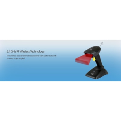 Adesso NUSCAN 2500TB Bluetooth Spill Resistant Antimicrobial 2D Barcode Scanner - Wireless Connectivity - 12" (304.80 mm) Scan Distance - 1D, 2D - CMOS - Bluetooth - USB - Black - USB - Logistics, Warehouse, Library, Healthcare, Retail ld 2D Barcode Scanner 