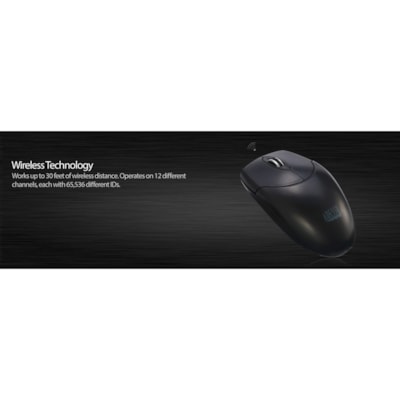 Adesso WKB-1330CB 2.4 GHz Wireless Desktop Keyboard and Mouse Combo - USB Membrane Wireless RF 2.40 GHz Keyboard - 103 Key - English (US) - Black - USB Wireless RF Mouse - Optical - 1200 dpi - Scroll Wheel - QWERTY - Black - Internet Key, Play/Pause, Previous Track, Next Track, Volume Down, Volume U ize with full desktop function ality.  Multimedia a