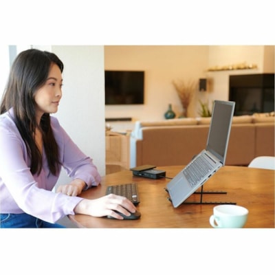 Kensington Collapsible Aluminum Laptop Riser - Up to 16" (406.40 mm) Screen Support - 11.02 lb (5000 g) Load Capacity - Desktop - Aluminum, Silicone, Steel - Black OP RISER 