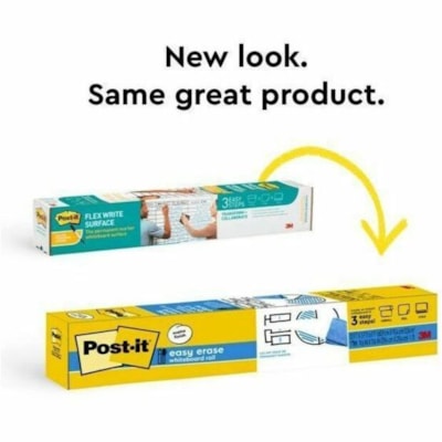 Post-it® Easy Erase Whiteboard Roll, 3'x2' - White Surface - White Sheet Color - Rectangle - 36" (914.40 mm) Length x 24" (609.60 mm) Width - Flexible, Stain Resistant, Easy Peel, Self-stick, Removable, Wipeable, Stain Proof - 1 Each WHITEBOARD SURFACE & SHEETS EE3X2
