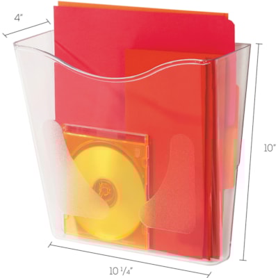 Deflecto Euro-Style DocuPocket - 1 Pocket(s) - 10" (254 mm) Height x 10.9" (276.10 mm) Width x 10.3" (260.35 mm) Depth - Clear - Plastic - 1 Each CLEAR  HOLDS LETER  LEGAL  A4 INCL. MOUNTING H/WARE