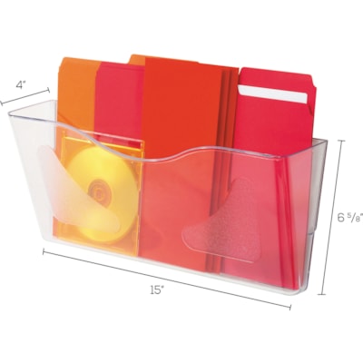 Deflecto Euro-Style DocuPocket - 1 Pocket(s) - 6.6" (168.28 mm) Height x 15" (381 mm) Width x 4" (101.60 mm) Depth - Clear - Plastic - 1 Each CLEAR  HOLDS LETER  LEGAL  A4 INCL. MOUNTING H/WARE
