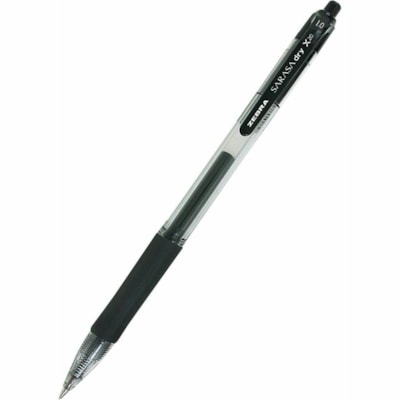 Zebra SARASA dry X20 Retractable Gel Pen - 1 mm (0.04") Bold Pen Point - Refillable - Retractable - Black Ink - Transparent Barrel - 1 Dozen BLACK  BOLD 1.0MM ACID-FREE  ARCHIVAL