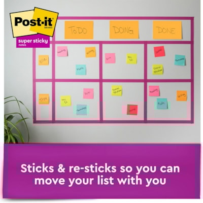 Post-it® Super Sticky Lined Meeting Notepads - 180 - 6" (152.40 mm) Flag/Note Width x 8" (203.20 mm) Flag/Note Length - Rectangle - 45 Sheets per Pad - Ruled - Vital Orange, Tropical Pink, Sunnyside, Limeade - Paper - Self-adhesive - 4 / Pack LINED ENERGY BOOST COLOUR COLLECTION 4 PADS/PACK