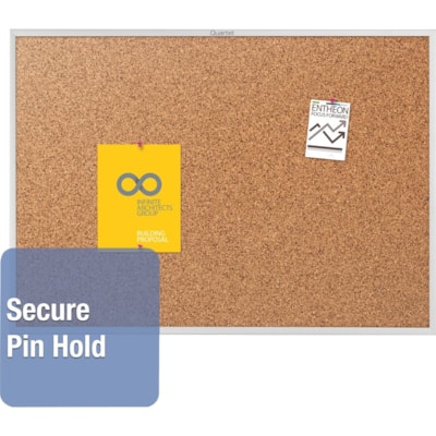 Quartet Classic Series Bulletin Board - 24" (609.60 mm) Board Height x 36" (914.40 mm) Board Width - Brown Natural Cork Surface - Heavy-gauge, Self-healing, Heavy Duty - Silver Aluminum Frame - 1 Each HEAVY GUAGE ANODIZED ALUMINUM FRAME WIDTH 1 1/4" QUARTET