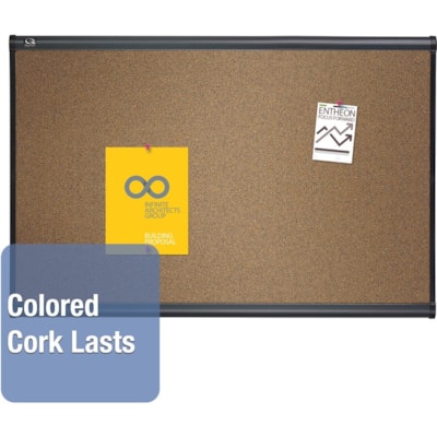 Quartet Prestige Bulletin Board - 24" (609.60 mm) Board Height x 36" (914.40 mm) Board Width - Brown Cork Surface - Self-healing, Durable - Graphite Frame - 1 Each FINISH FRAME QUARTET PRESTIGE SELECT COLOURED CORK