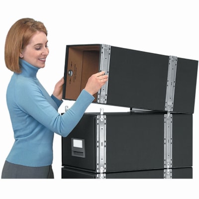 Staxonsteel® - Legal - Internal Dimensions: 15" (381 mm) Width x 24" (609.60 mm) Depth x 10.50" (266.70 mm) Height - External Dimensions: 17" (431.80 mm) Width x 25.5" (647.70 mm) Depth x 11.1" (282.70 mm) Height - Media Size Supported: Legal - Interlocking Closure - Heavy Duty - Stackable - Ste 15-1/4WX10-1/2HX24D STAX-ON- STEEL FRAME SELF STACKING WIRE