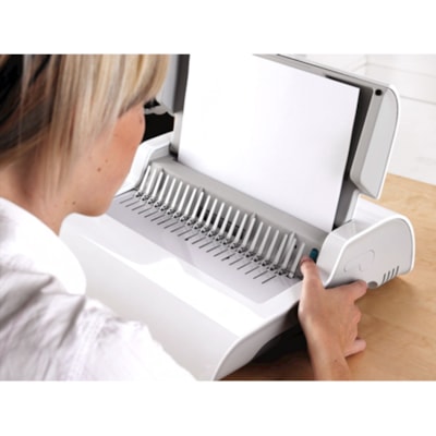 Fellowes Pulsar(tm) E 300 Electric Comb Binding Machine w/Starter Kit - CombBind - 300 Sheet(s) Bind - 20 Punch - 5.13" (130.30 mm) Height x 16.94" (430.28 mm) Width x 15.38" (390.65 mm) Depth - White, Black b Binding Machine with Starter  Kit