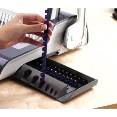 Fellowes Quasar(tm) E 500 Electric Comb Binding Machine w/ Starter Kit - CombBind - 500 Sheet(s) Bind - 25 Punch - 5.13" (130.30 mm) Height x 16.88" (428.75 mm) Width x 15.38" (390.65 mm) Depth - Metallic Silver, Black ELECTRIC. PUNCHES 25 SHTS BINDS UP TO 500 SHEETS