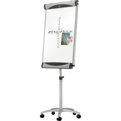 Quartet - Chevalet pour tableau effaçable à sec Euro - largeur de 27 po (685,80 mm) x hauteur de 41 po (1041,40 mm) - Surface Blanc Porcelaine - Frame Argenté Aluminium - Magnétique - 1 chaque PREMIUM  PORCELAINE DURABLE 24X41 PO  5 ROULETTES