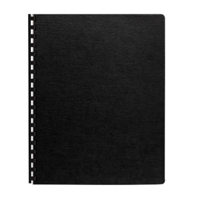 Fellowes - Couvertures de présentation en lin surdimensionnées Expressions - hauteur de 11,3 po (285,8 mm) x largeur de 8,8 po (222,3 mm) x profondeur de 0,1 po (1,5 mm) - Pour 8 3/4 po (222,25 mm) x 11 1/4 po (285,75 mm) Feuilles - Noir - Lin - 200 / emballage OVERSIZED LETTER BLACK; 200 PACK