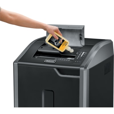 Fellowes Powershred® 425Ci 100% Jam Proof BAA Compliant Cross-Cut Shredder - Continuous Shredder - Cross Cut - 30 Per Pass - for shredding Staples, Credit Card, CD, DVD, Paper Clip, Junk Mail, Paper - 0.2" (3.96 mm) x 1.1" (28.58 mm) Shred Size - P-4 - 4 in/s (101.60 mm/s) - 12" (304.80 mm) Thro 28 SHTS CROSS CUT SHRED SIZE 4MM X 28.5MM 30 GAL