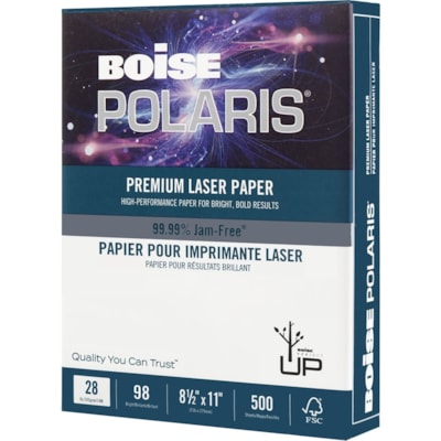 Polaris Laser Paper - 97 Brightness - Letter - 8 1/2" (215.90 mm) x 11" (279.40 mm) - 28 lb (12700.59 g) Basis Weight - Smooth - Jam-free, Double-sided - Bright White - 500 Sheet 500/PK WHT REPLACING LL1032