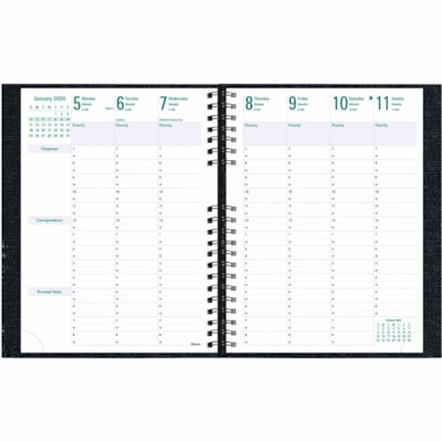 Blueline 2026 Timanager CoilPro 13-Month Weekly Planner - December to December - 11" x 8-1/2" - Black - English - Business - Weekly, Monthly - 13 Month - December 2025 to December 2026 - 7:00 AM to 8:30 PM - Half-hourly, 7:00 AM to 6:30 PM - Sunday - 1 Week Double Page Layout - Letter - 8 1/2" (215.  