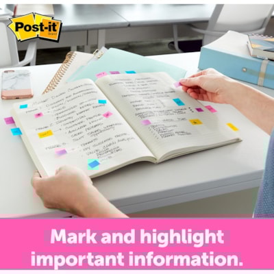 Post-it® Flags - 40 x Red, 40 x Yellow, 40 x Blue, 40 x Green - 1" (25.40 mm) Flag/Note Width x 1 3/4" (44.45 mm) Flag/Note Length - Rectangle - Unruled - Red, Yellow, Green, Blue, Assorted - Dispenser Included - 160 / Pack 4 COLOURS  (RED YEL BLUE GRN) 40 OF EACH CLR  TOTAL 160 FLGS