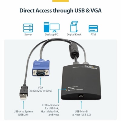 StarTech.com KVM Console to USB 2.0 Portable Laptop Crash Cart Adapter, Compact Notebook/Netbook KVM to USB Portable KVM Console, TAA - Turn any laptop into a console for headless servers, PCs, ATMs, kiosks and more - usb crash cart adapter - laptop crash cart - laptop kvm console -portable crash ca USB 2.0 Portable Laptop Crash Cart Adapter turns y