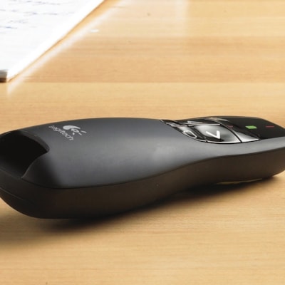 Logitech R400 Wireless Presenter - Laser - Wireless - 49.21 ft (15000 mm) - Radio Frequency - 2.40 GHz - Black - USB - 1 Each  