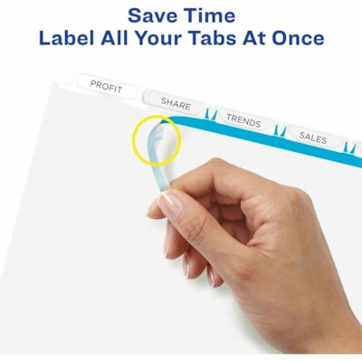 Avery® Print & Apply Clear Label Dividers, Index Maker(R) Easy Apply(TM) Printable Label Strip, 5 White Tabs, 5 Sets (11436) - 25 x Divider(s) - Print-on Tab(s) - 5 - 5 Tab(s)/Set - 8.50" (215.90 mm) Divider Width x 11" (279.40 mm) Divider Length - 3 Hole Punched - White Paper Divider - White Pa LASER AVERY 3 CLEAR LABEL SHEETS REINFORCED  20% PCW